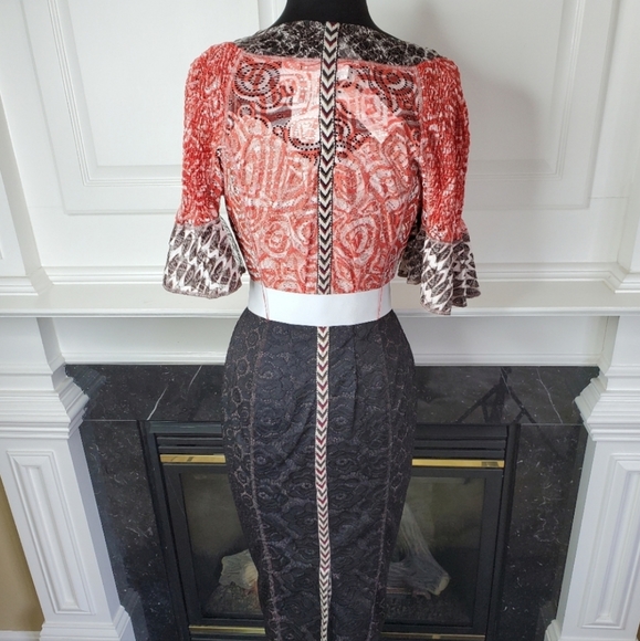 1 Left! NWT BYRON LARS | Colorblock Lace Portrait Dress - Picture 6 of 8